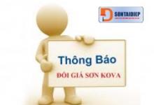 Bảng báo giá mới của sơn Kova 11/11/2018